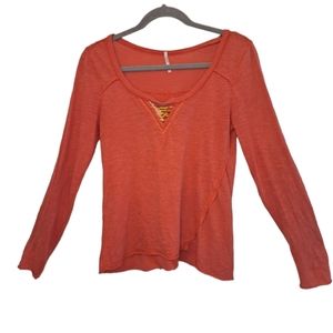 Free People Long Sleeved Bead Accent Top Size XS